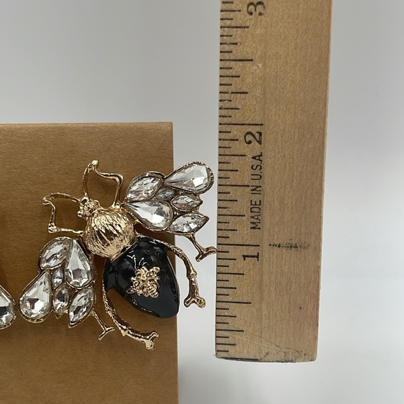 Golden & Black Vintage Bee Earrings - Picture 3 of 8
